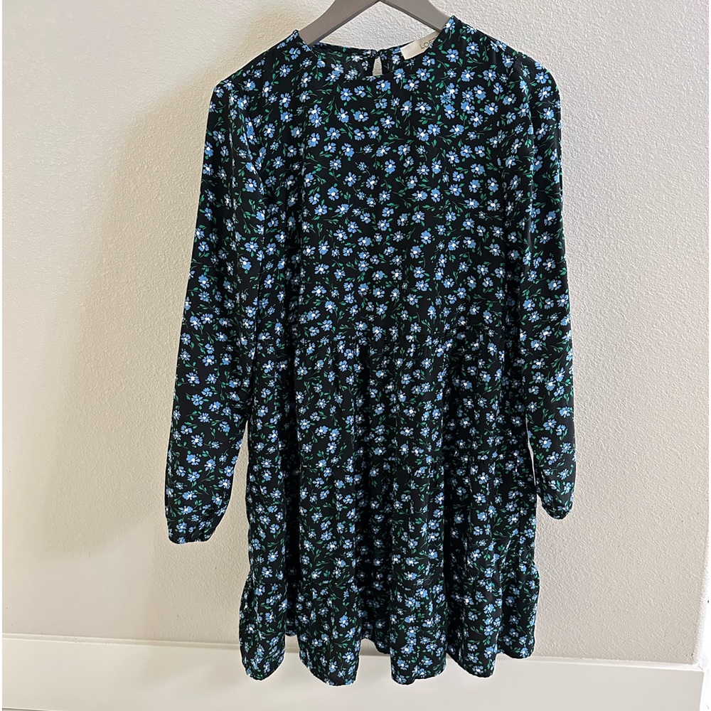 LOFT floral long sleeve oversized babydoll dress